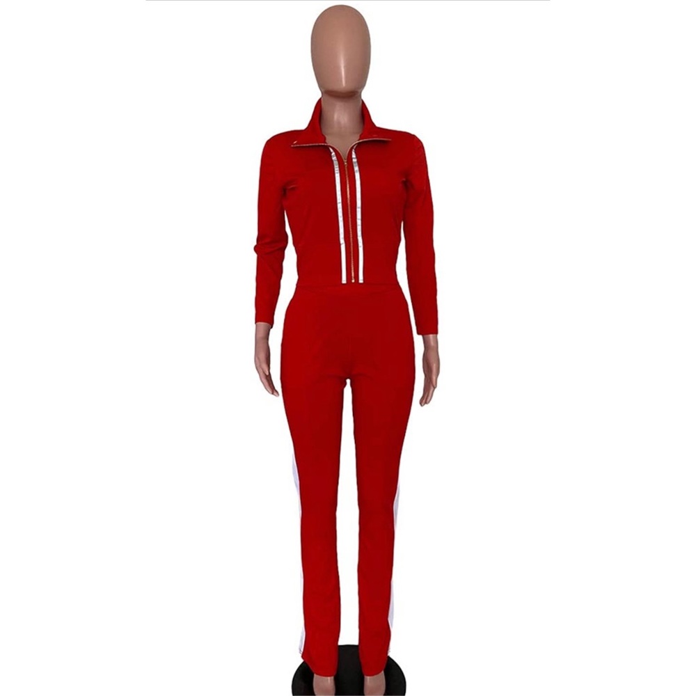 Red Stacked pants set - Picture 2 of 3